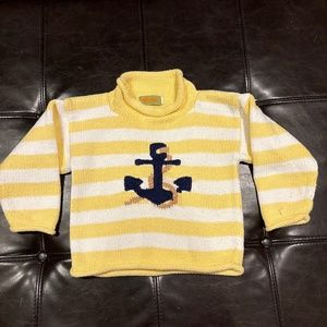 Kids Claver anchor roll neck sweater yellow